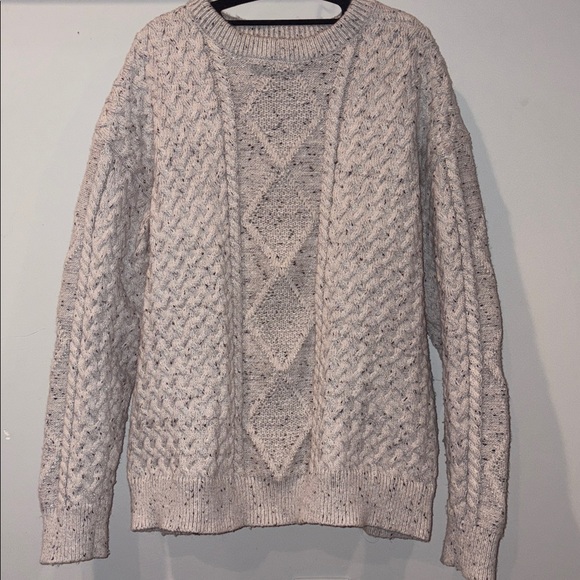 Aelfric Eden Sweaters - Aelfric Eden 90s Oversized Cable Knit Crewneck Sweater Beige Size S Unisex